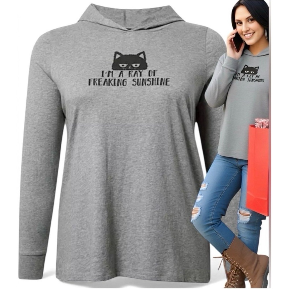 TORRID Cat Freaking Sunshine Classic Heritage Hoodie T-Shirt NWT Size 3X